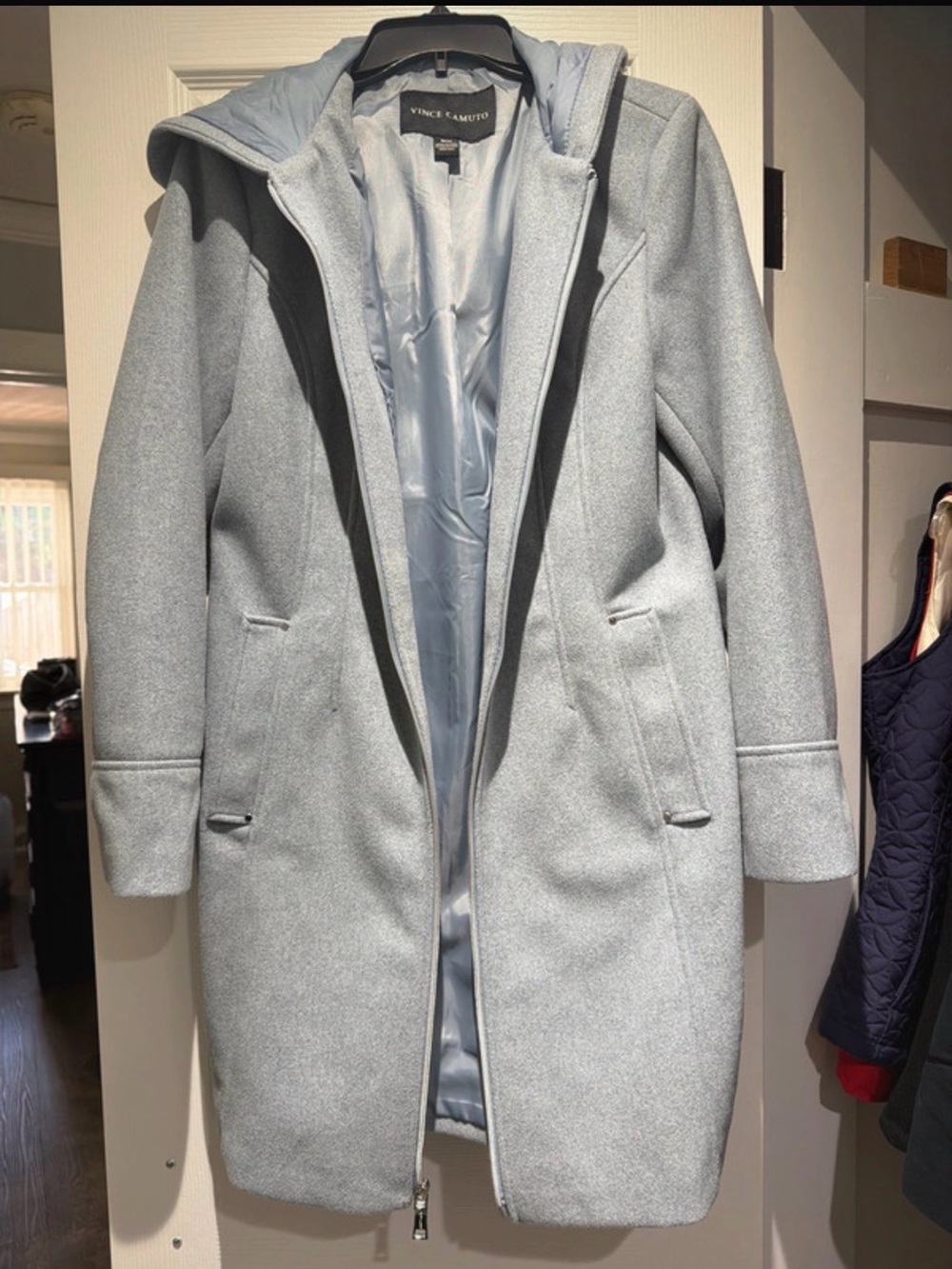 Vince Camuto Light Blue Hooded Pea Coat